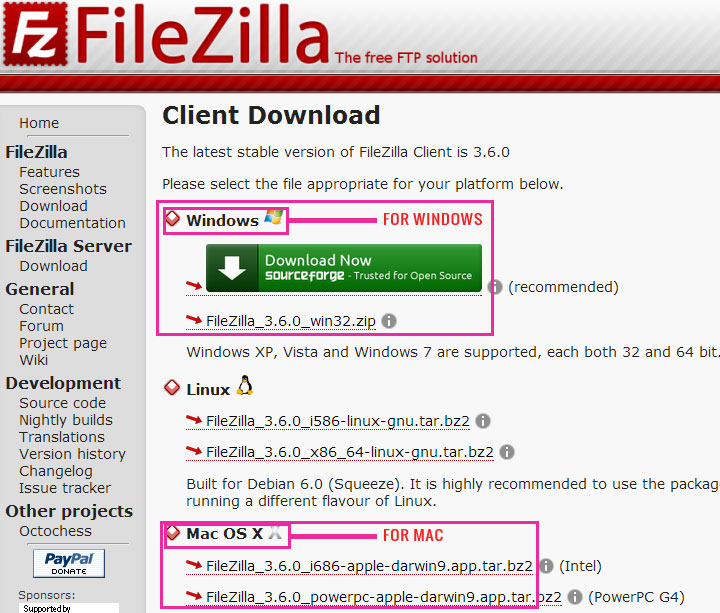 Filezilla Client Download link